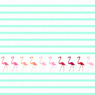 Mint Stripe Flamingo Walk Shower Curtain close up pattern Mint Stripe Flamingo Walk Shower Curtain close up pattern