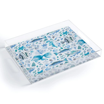 Sea Fishes Aqua Acrylic Serving Tray Sea Fishes Aqua Acrylic Serving Tray