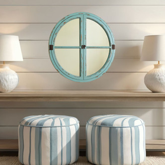 Seaview Aqua Round Mirror on wall Seaview Aqua Round Mirror on wall