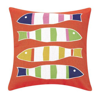 Orange Bright Picket Fish Printed Pillow
