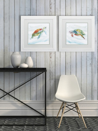 Turtle Tropics Wall Art - Set of Two room view