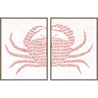 Red Spotted Crab Framed Diptych Art