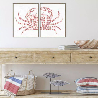 Red Spotted Crab Framed Diptych Art  in room