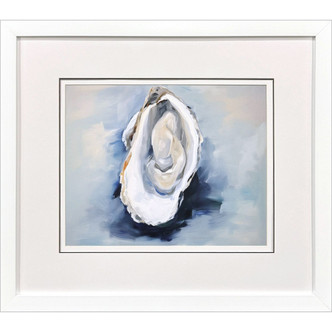 Blue Oyster Mollusk Shell I Framed in White