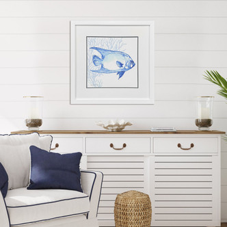 Summer Indigo Ocean Fish Art on wall