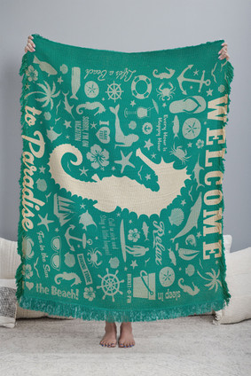 Welcome to Paradise Double Woven Fringed Throw full length
