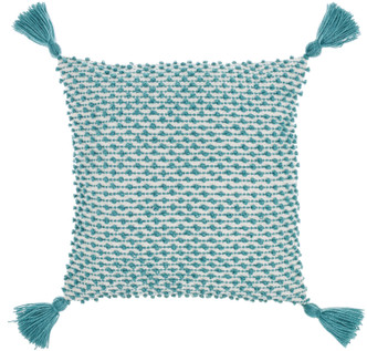 Beach Bliss Turquoise Stripe with Tassels Throw Pillow