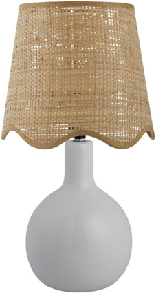 Balboa High Gloss White Accent Lamp rattan shade