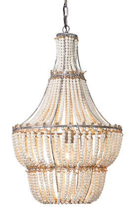 Blanca Seaside Boho Chandelier lit