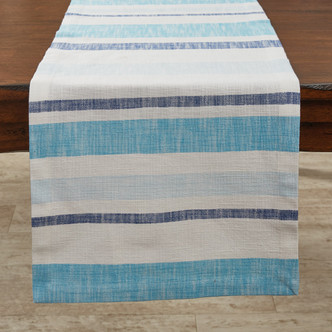 Coastal Blues Woven Stripe Table Runner