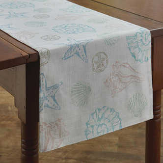 Shell Finders Printed Cotton Table Runner 14 x 72