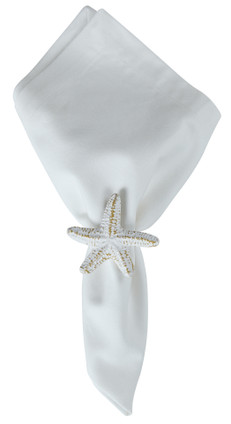 White Starfish Metal Napkin Rings - Set of Four