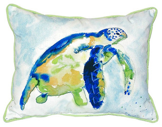 Bright Blue Sea Turtle Indoor-Outdoor Pillow