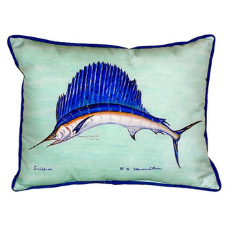 Teal Blue Sailfish Coastal Throw Pillow