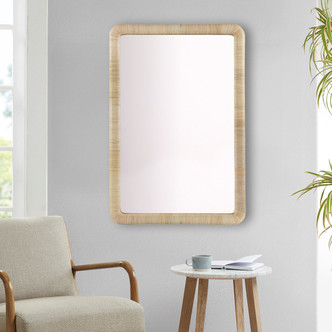 Carlisle Bay Natural Rattan Framed Rectangle Mirror on wall 1