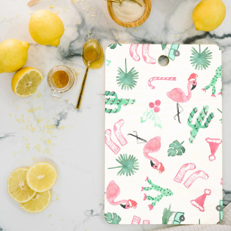Fa La La Mingo Holiday Bamboo Prep Board on counter