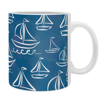 Sail Away Blue Coffee Mugs -Set of 4