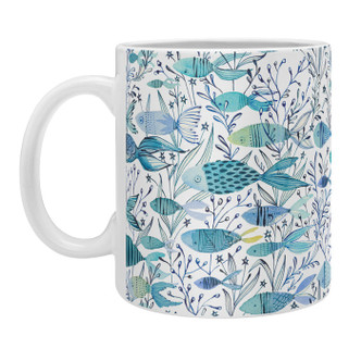 Blue Fishy Fish Coffee Mugs -Set of 4 right