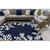 Navy and White Coral Branch Border Design Rug outdoor