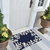 Navy and White Coral Branch Border Design Rug front door