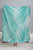 Soft Turquoise Palm Fronds Double Woven Fringed Throw full length