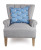 Scallop Shells Blue Printed 20 x 20 Pillow on chair example