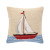 Red Skipper Sail Boat Wool Hooked Pillow