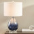 Aurora Sea Indigo Glass Lamp light on room view