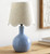 Balboa High Gloss Sky Blue Lamp wheat linen shade room view