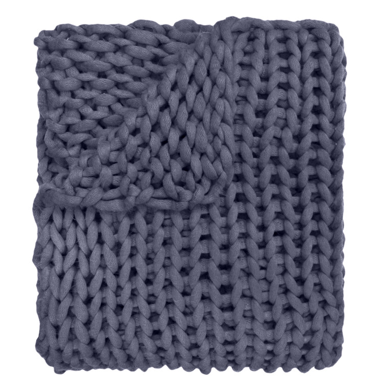 Indigo Blue Lush Chunky Knit Throw
