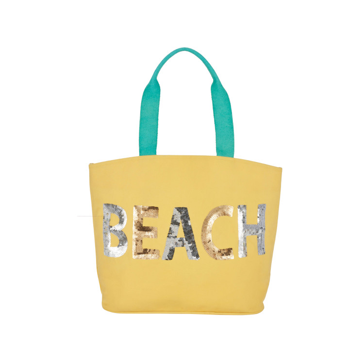 Beach Sequined Yellow Tote Bag Set