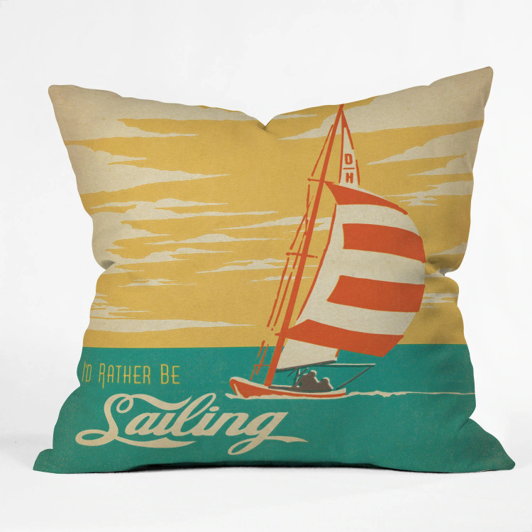 Would Rather be Sailing Outdoor Throw Pillow