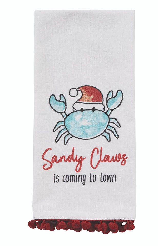 Sandy Claws Set of Two Pom-Pom Dishtowels