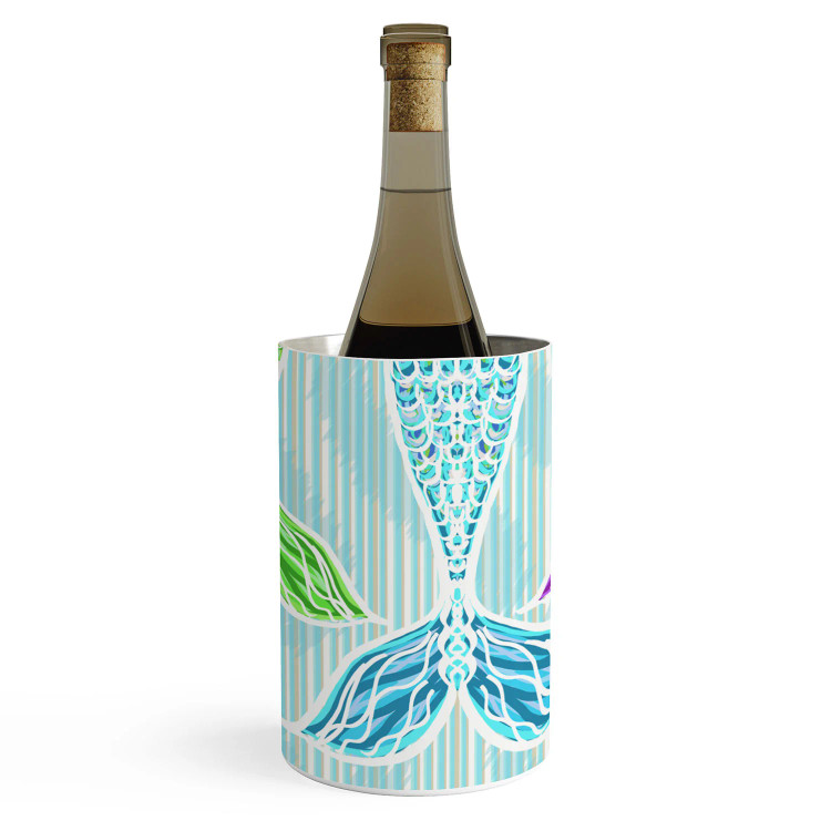 Mermaid Tails and Blue Sea Stripes Wine Chiller