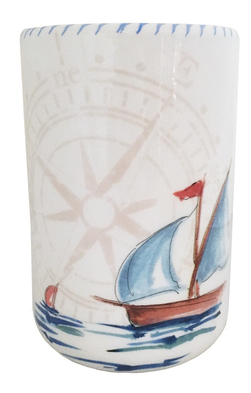 Sailing Life Ceramic Hand-Painted Wine Bottle Holder.2
