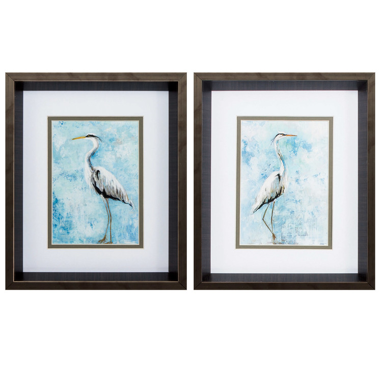 Hazy Morning Herons Wall Art - Set of Two