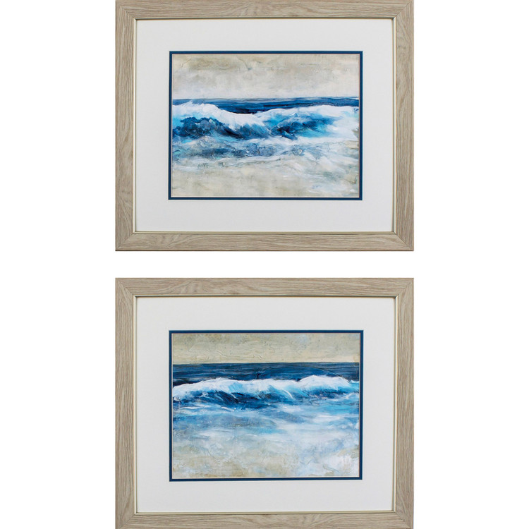 Breaking Shore Waves Coastal Art - Set of 2