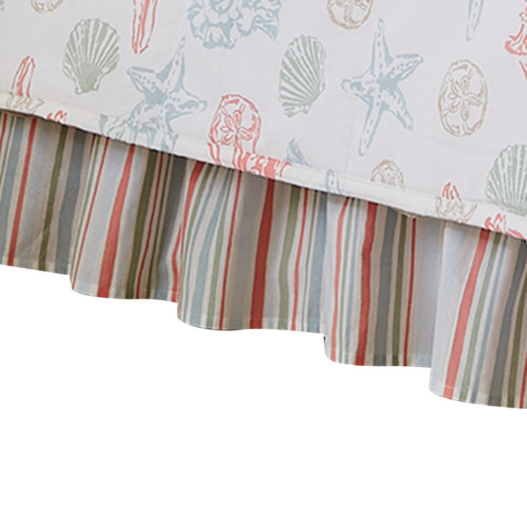 Summer Beach Shells King Size Ruffled Bedskirt