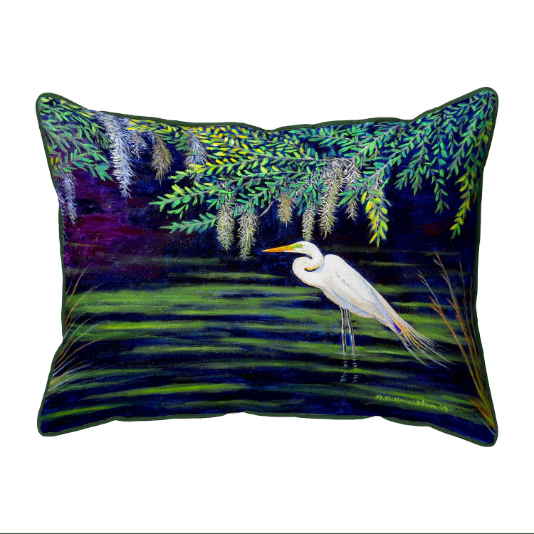 Marsh Lagoon Egret Artisan Pillow