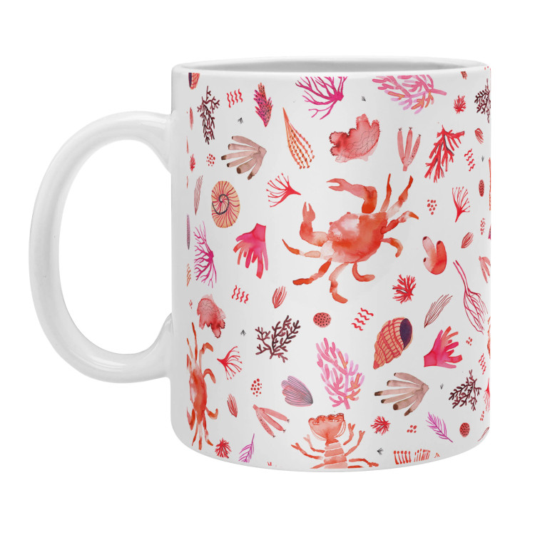 Red Coral Reef Crab and Lobster Coffee Mugs -Set of 4