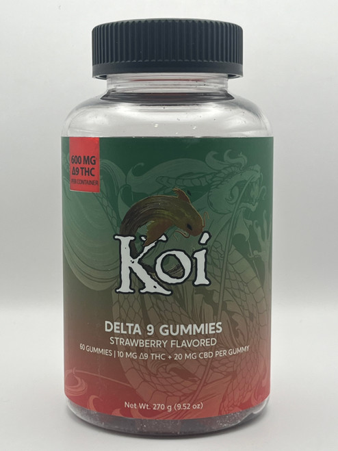 Koi Delta-9 Strawberry Gummies 60 Count-Premium THC and CBD Hemp Edibles by Koi at Mid-Town Greenz