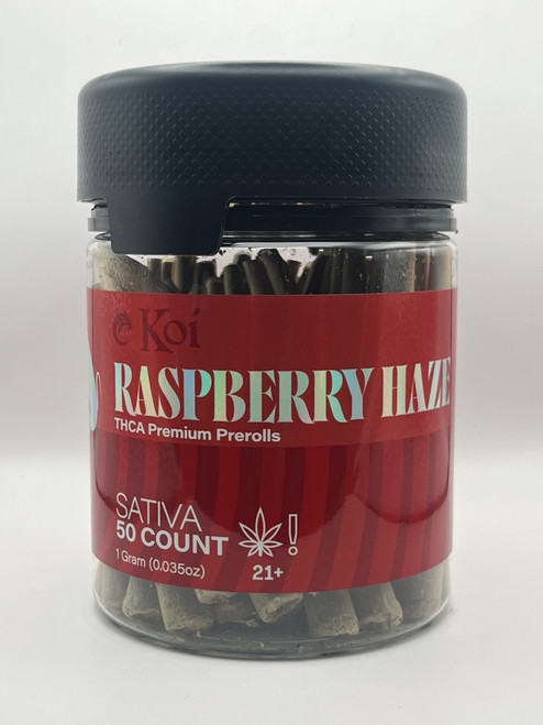 Koi THCA Premium Pre-Rolls Raspberry Haze Sativa 50 Count Jar-Luxury Hand Rolled THCA Pre-rolls by Koi at Mid-Town Greenz