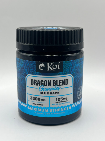 Koi Dragon Blend Gummies Blue-Razz 20 Count-Maximum Strength Delta-8, Delta-9, THC-P, and THC-B Edibles by Koi at Mid-Town Greenz