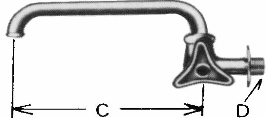 WALL FAUCET COLD U UPPER SWIVEL SPOUT 3/4" - 200 MM WATERLINE , Price per PIECE , Country Of Origin : CN , HS Code: 84818011 , Net Weight: 0.45 , IMPA - 530177 - ISSA