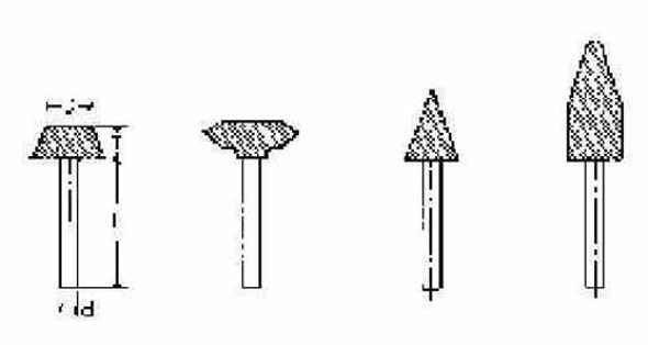 TETRA Mounted wheel AJ-2 shape, D=19, T=38, d=6, L=40, IMPA 614594, Price Per PCE, HS-Code 6804100000, Origin CN, IMPA 614594, Weight 0.032Kg, TETRA, Quality B