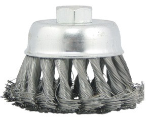 Wire Cup Brush, plaited/knot type, 75 mm dia, nut M14 thread, steel, IMPA 592073, Price Per PCE, HS-Code 9603500000, Origin CN, IMPA 592073, Weight 0.282Kg, TETRA, Quality B