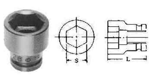 TETRA socket 19 mm for 1"impact wrench, for bolt M12, IMPA 590247, Price Per PCE, HS-Code 8467920000, Origin TW, IMPA 590247, Weight 0.5Kg, TETRA, Quality A
