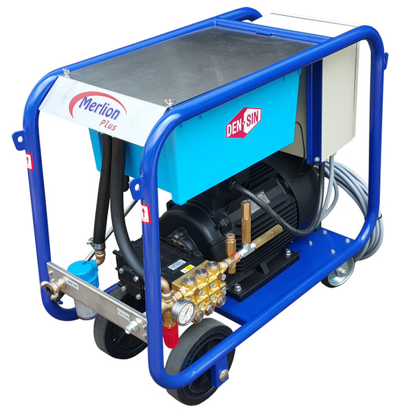 Den-Sin Merlion Plus E-350 Industrial High-Pressure Water Blaster for 350 Bar, 440 V, 3 Ph, 60 Hz, 21 l/min, IMPA 590858, Price Per PCE, HS-Code 8424301000, Origin SG, IMPA 590858, Weight 0Kg, Den-Sin, Quality A