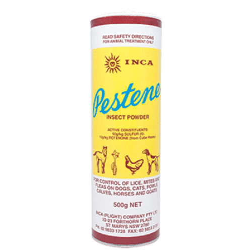 Pestene combats lice, mites and fleas in one easy step. Simply add a portion of the powder to your pet's environment and bedding and sprinkle some liberally through their coat or feathers. Where possible, massage the powder into their skin.