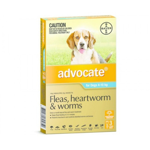 <p style="text-align: justify;">Advocate Flea Heartworm and Worms Treatment for Dogs 4kg - 10kg 3 Months Supply Aqua</p>
